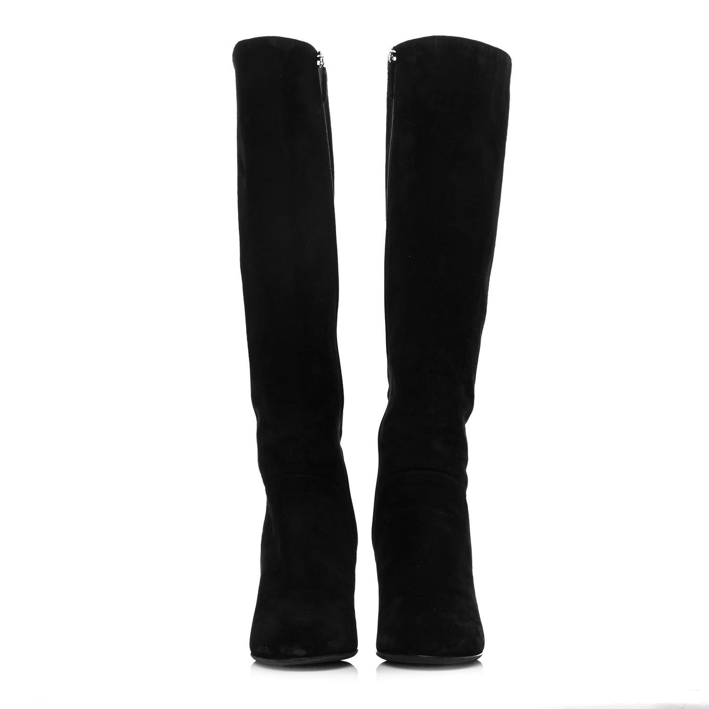 Suede Calfskin High Boots 39 Black