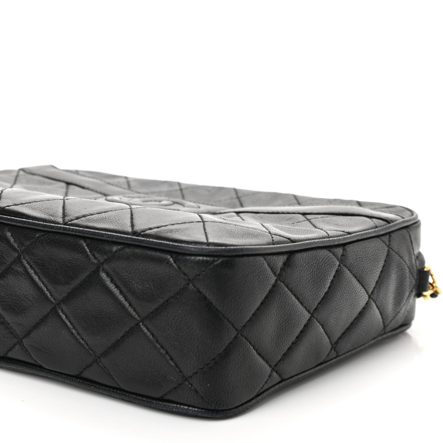 Lambskin Quilted CC Tassel Camera Case Black