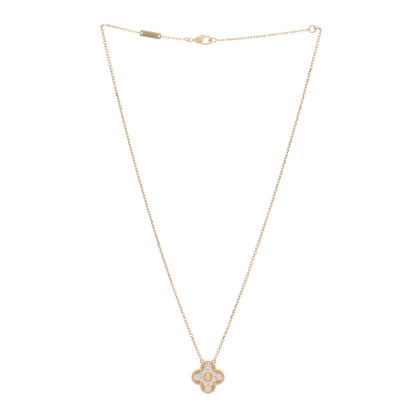 Van Cleef & Arpels 18K Yellow Gold Diamond Vintage Alhambra Pendant Necklace 2 of 4
