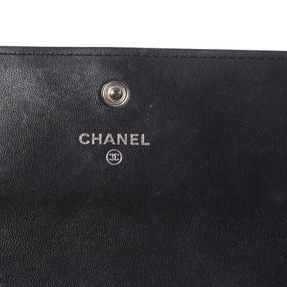Chanel Lambskin Quilted Large Gusset Flap Wallet Black 6 of 10