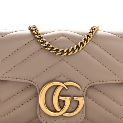 Gucci Calfskin Matelasse Super Mini GG Marmont Shoulder Bag Porcelain Rose 8 of 14
