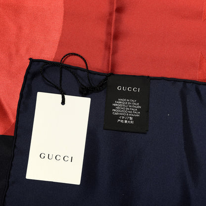 Gucci Silk Logo Square Scarf Navy Red 2 of 3