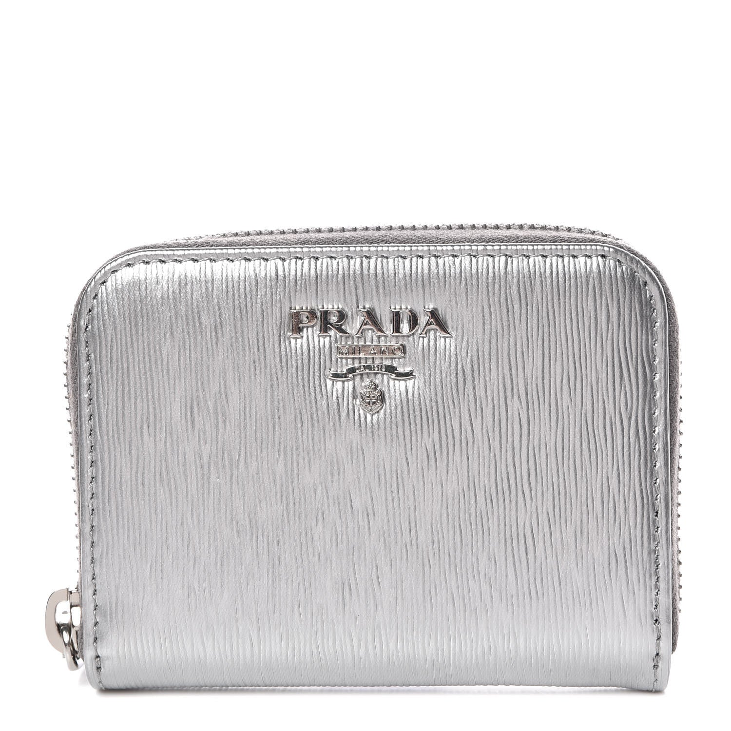 Prada Vitello Move Metal Coin Purse Cromo 1 of 8