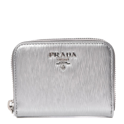 Prada Vitello Move Metal Coin Purse Cromo 1 of 8