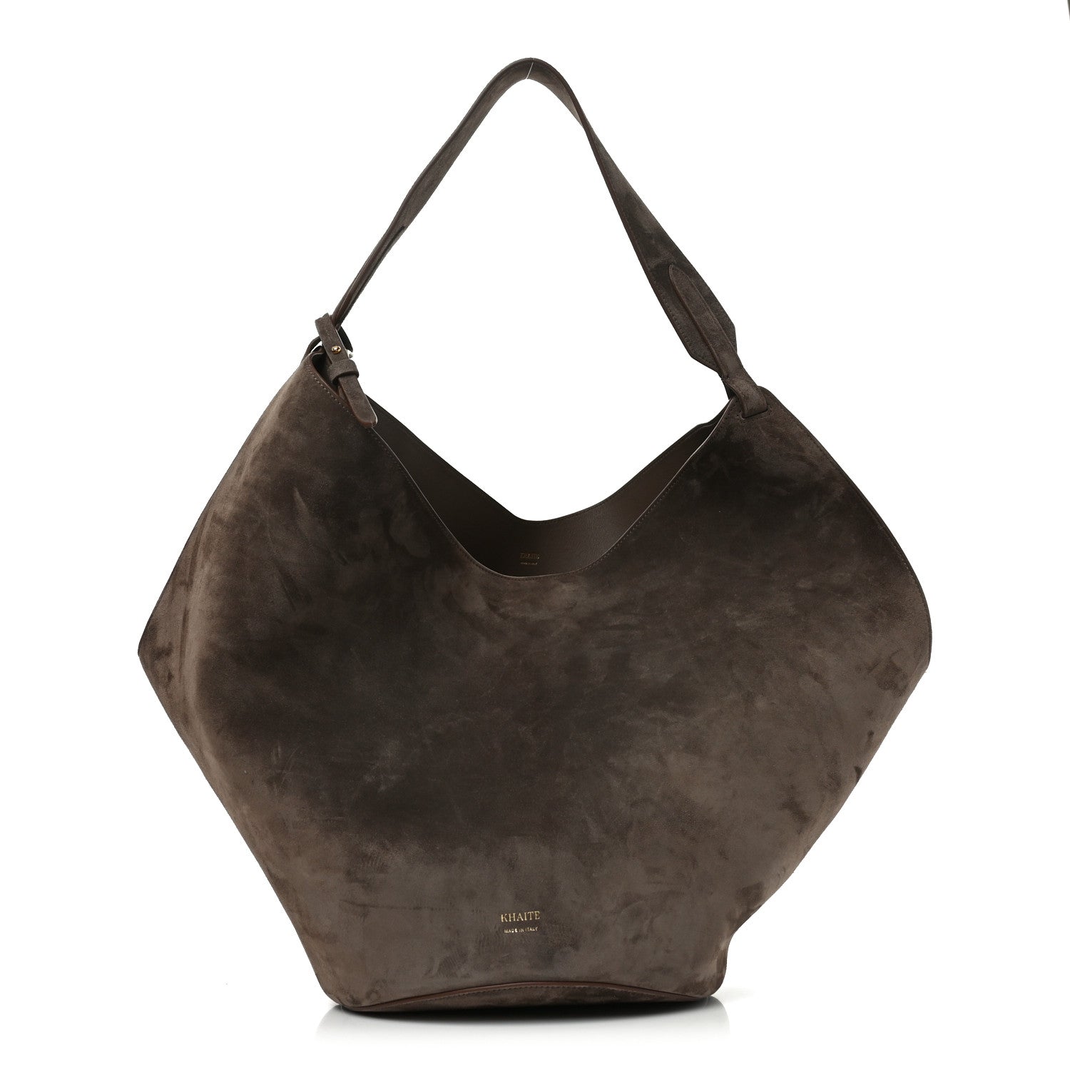 Khaite Suede Calfskin Medium Lotus Tote Cedar 1 of 10