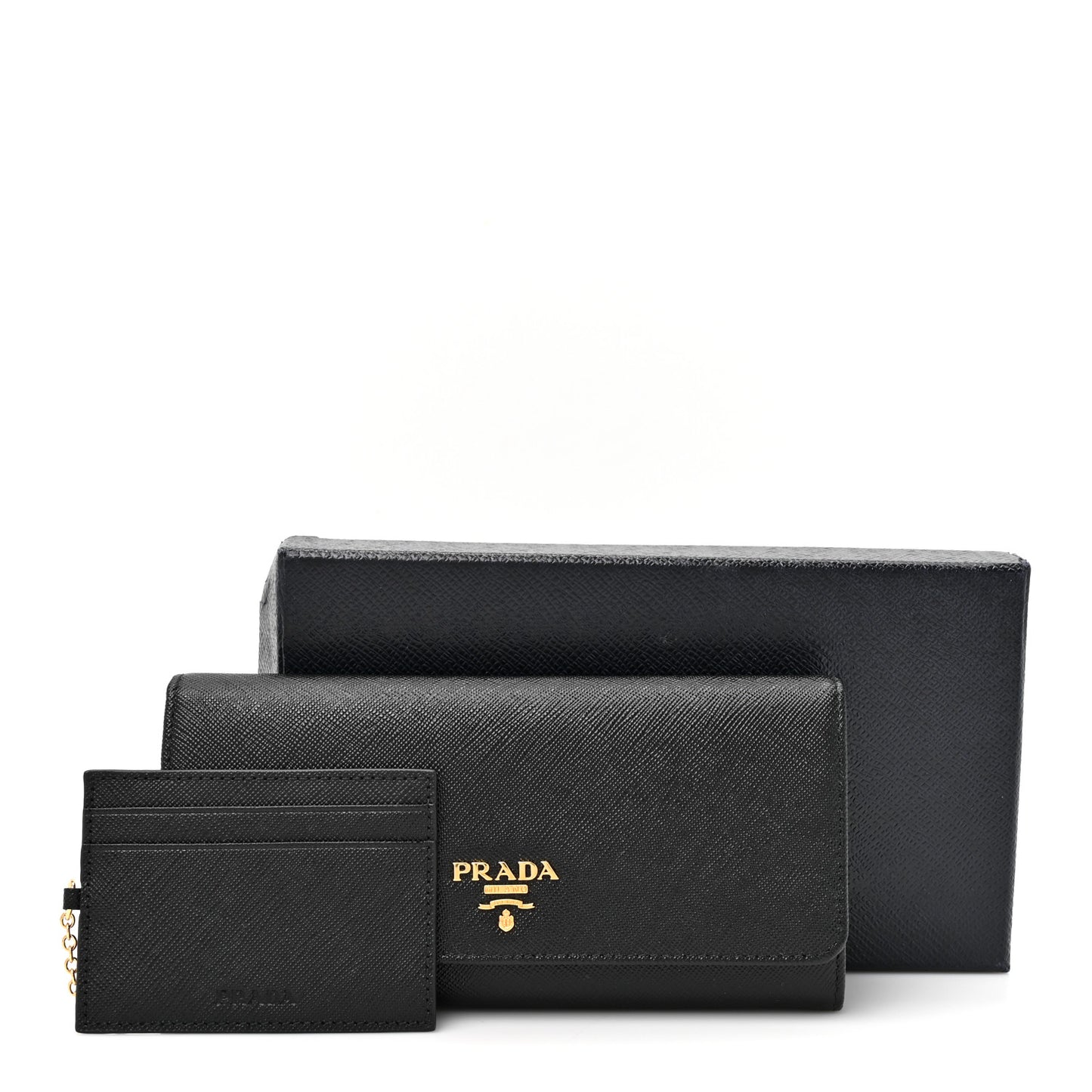 Saffiano Metal Continental Flap Wallet Black