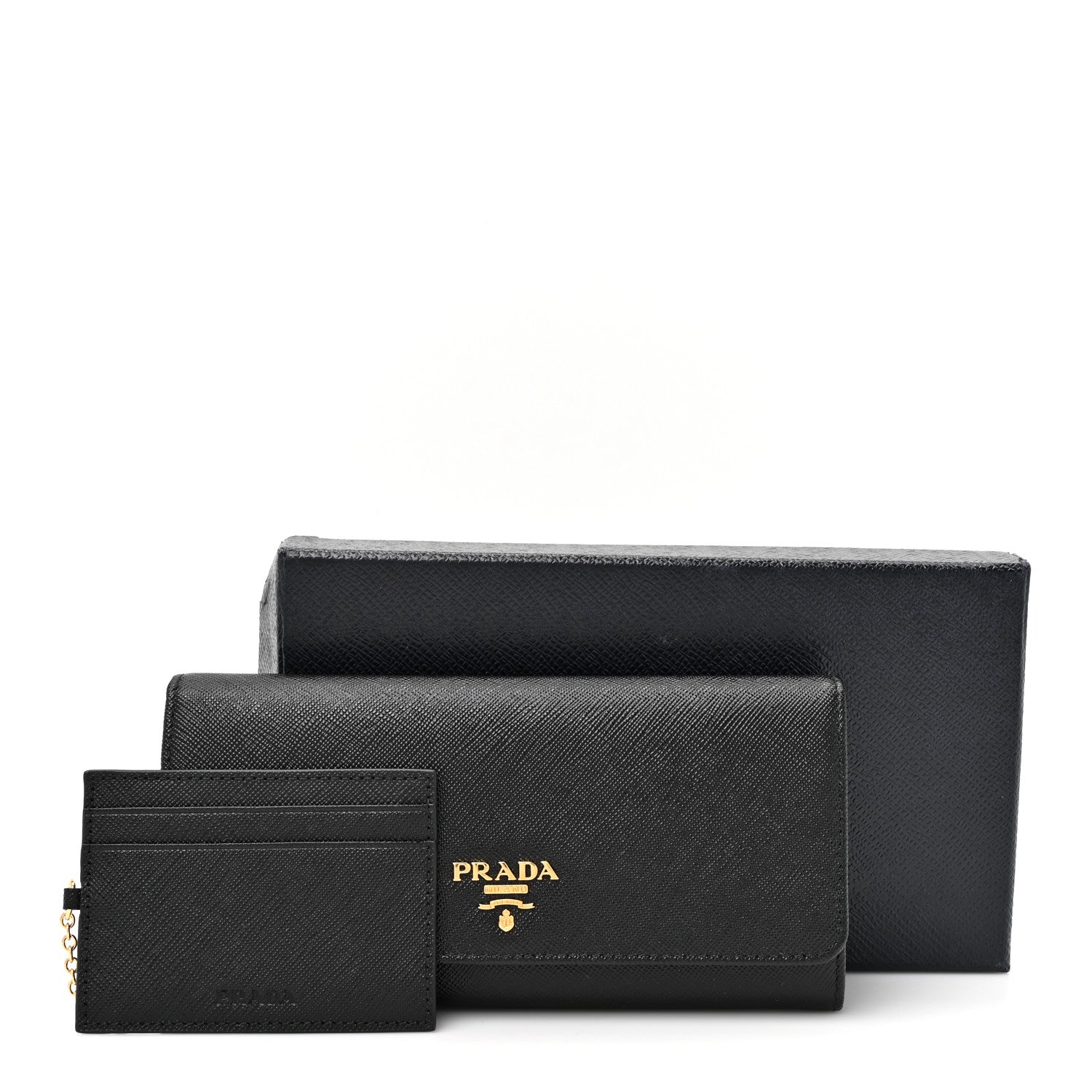 Prada Saffiano Metal Continental Flap Wallet Black 10 of 10