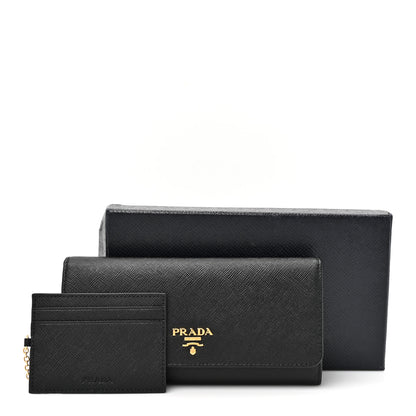Prada Saffiano Metal Continental Flap Wallet Black 10 of 10