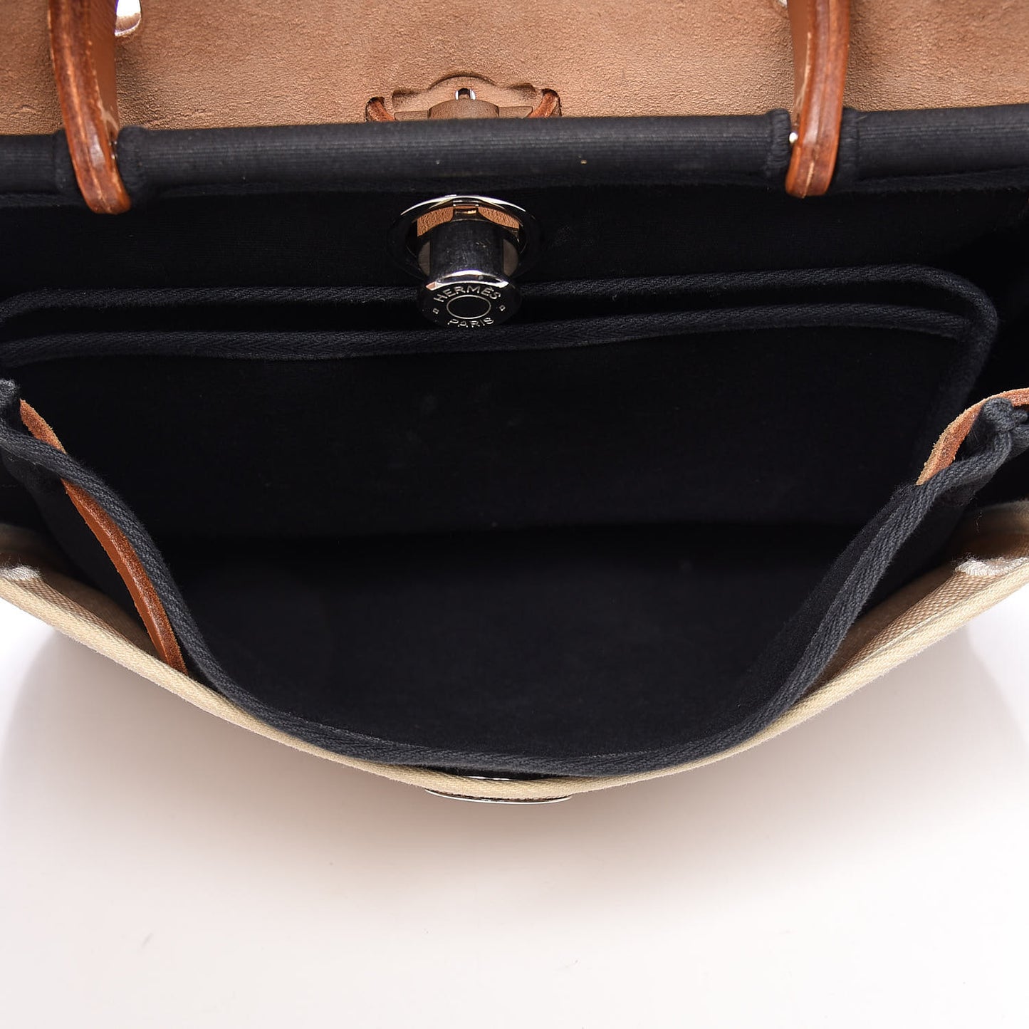 Toile Vache Calfskin Herbag 30 PM Black Natural