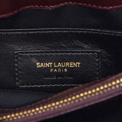 Saint Laurent Velvet Y Quilted Monogram Small Loulou Chain Satchel Burgundy 6 of 12