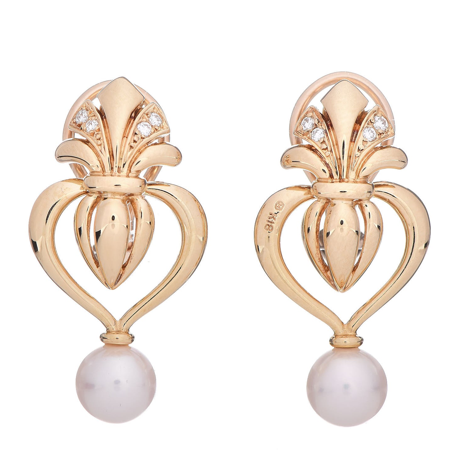 18K Yellow Gold Diamond Akoya Pearl 7mm Jacket Clip-On Earrings Set of 3