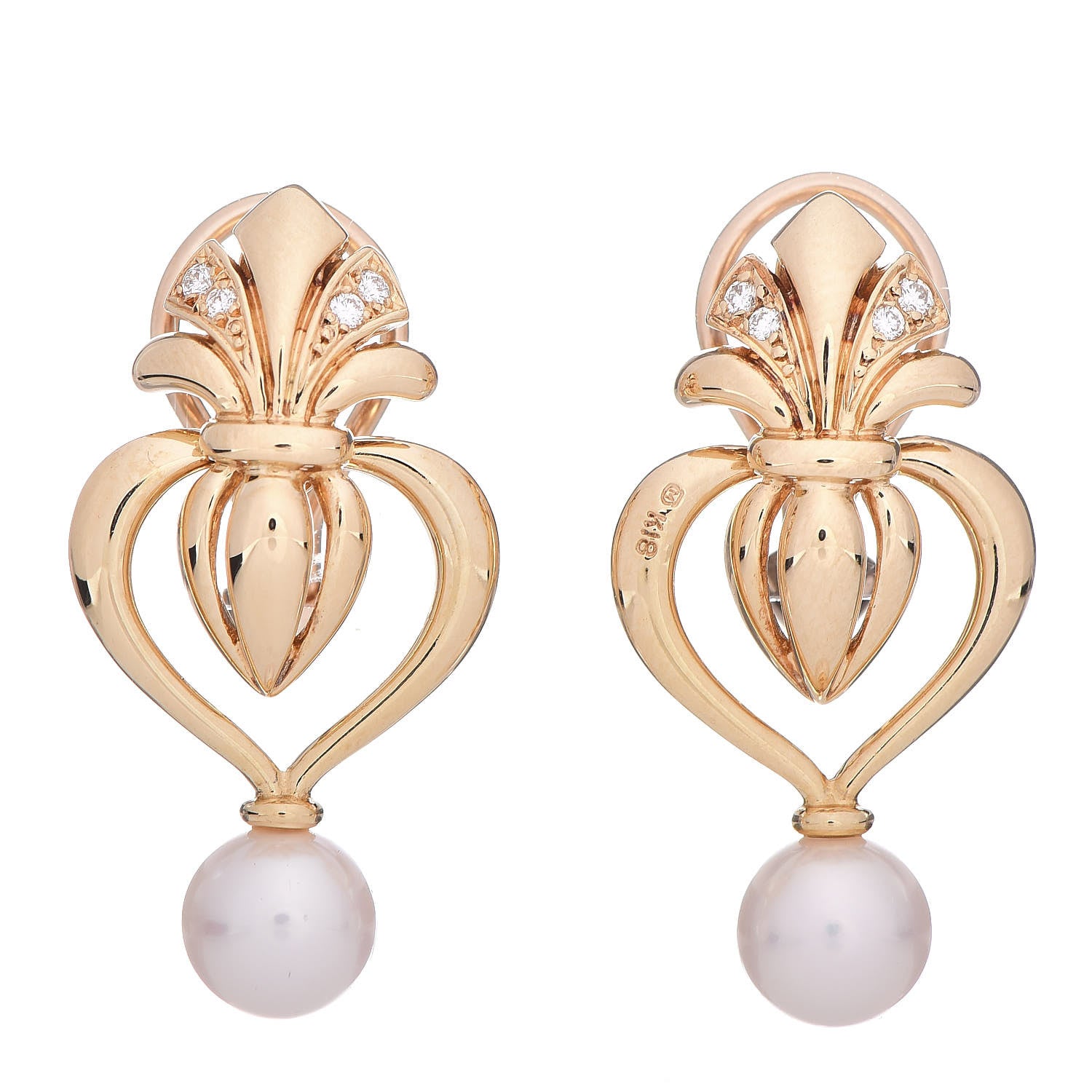 Mikimoto 18K Yellow Gold Diamond Akoya Pearl 7mm Jacket Clip-On Earrings Set of 3 1 of 6