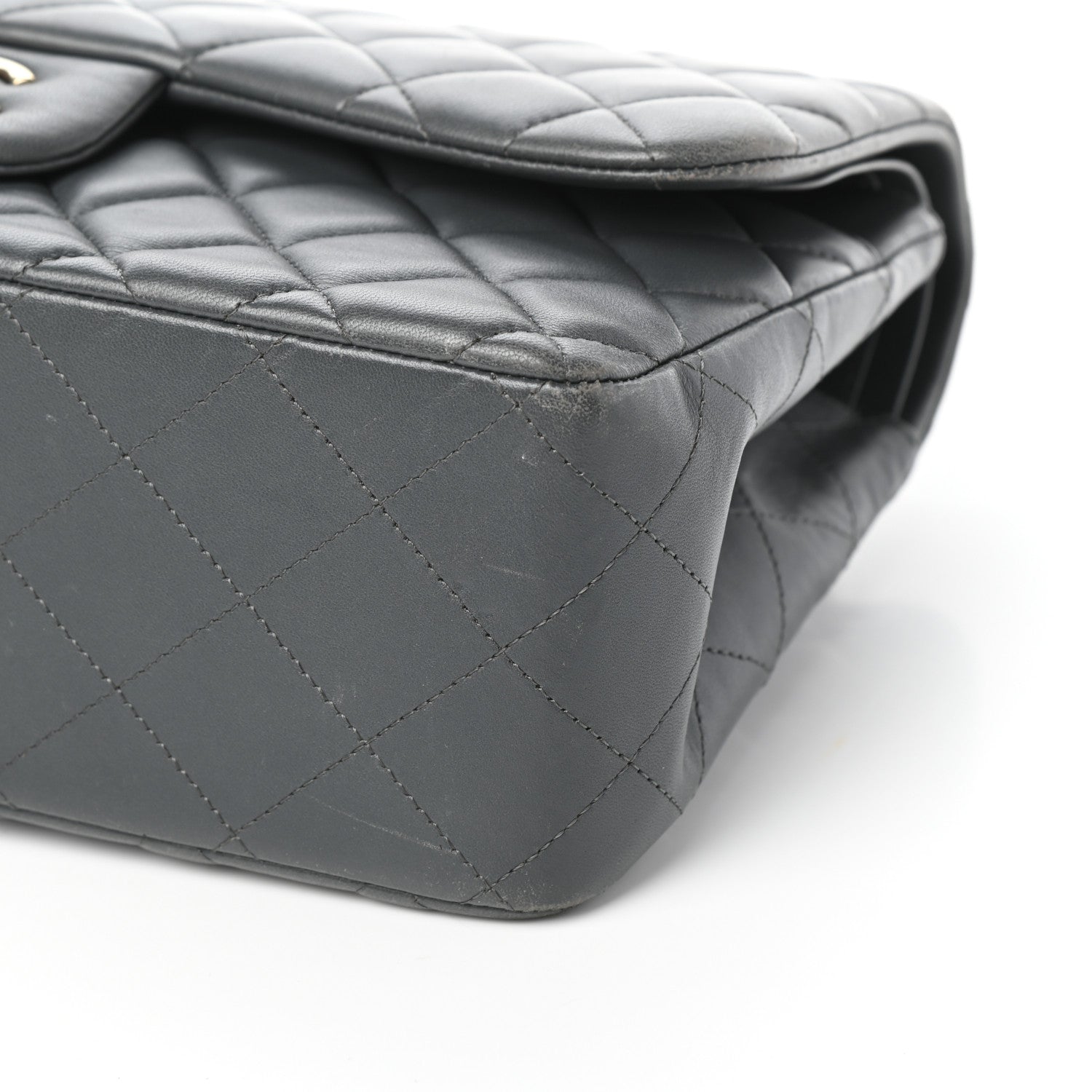 Chanel Lambskin Quilted Jumbo Double Flap Grey 10 of 10