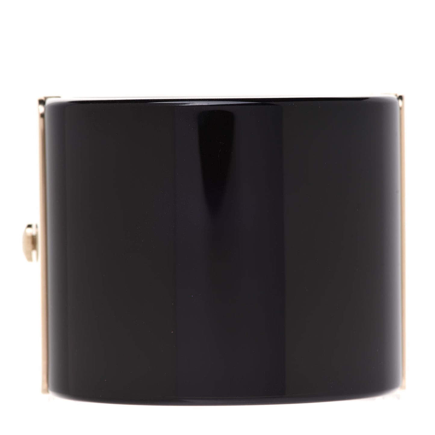 Resin Pearl Lambskin CC Cuff Bracelet Black