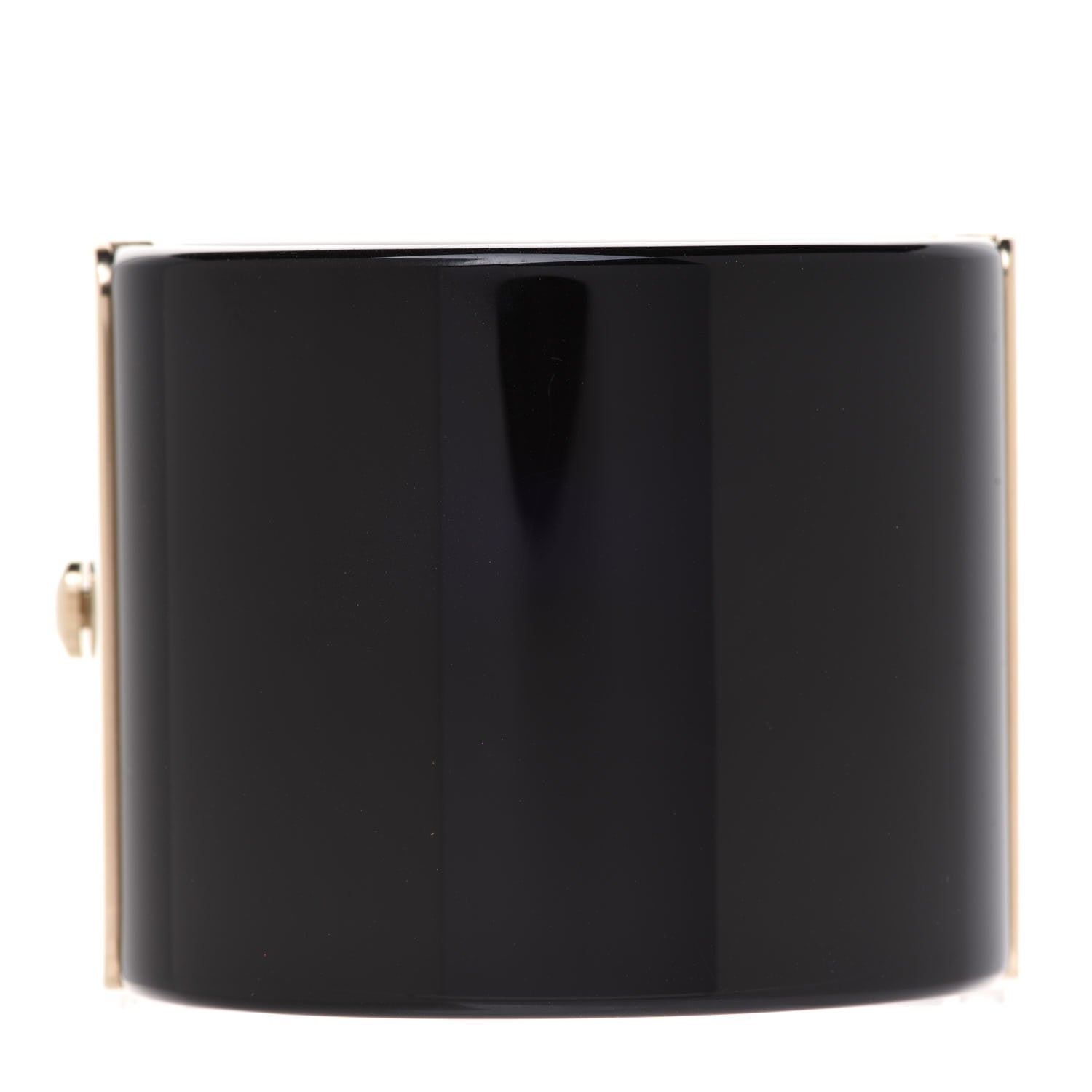 Chanel Resin Pearl Lambskin CC Cuff Bracelet Black 3 of 6