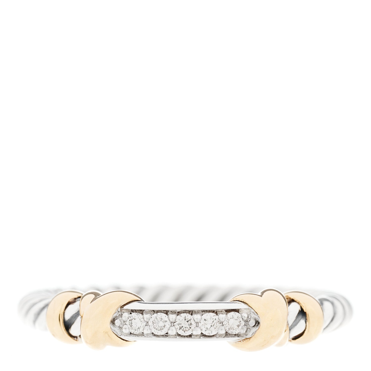 David Yurman Sterling Silver 18K Yellow Gold Diamond Petite Helena Wrap Ring 54 7 1 of 5