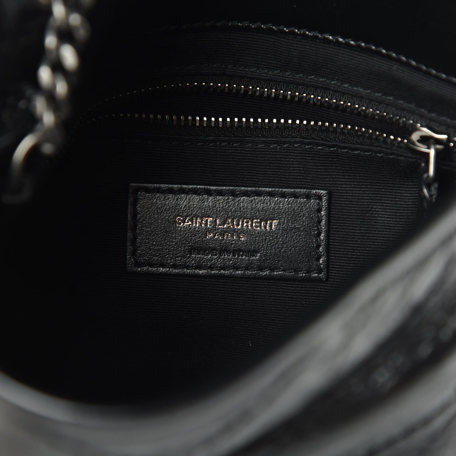 Saint Laurent Crinkled Calfskin Matelasse Monogram Niki Chain Wallet Black 6 of 10