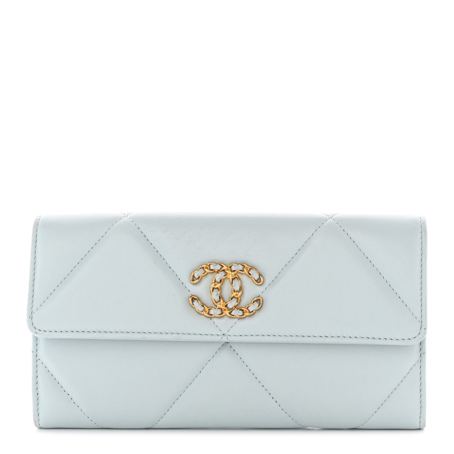 Chanel Lambskin Quilted Chanel 19 Flap Wallet Light Blue 1 of 16