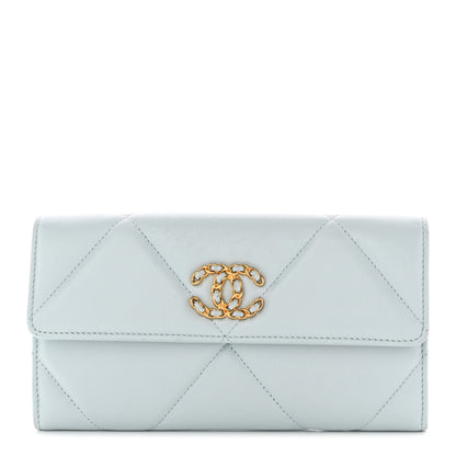 Chanel Lambskin Quilted Chanel 19 Flap Wallet Light Blue 1 of 16