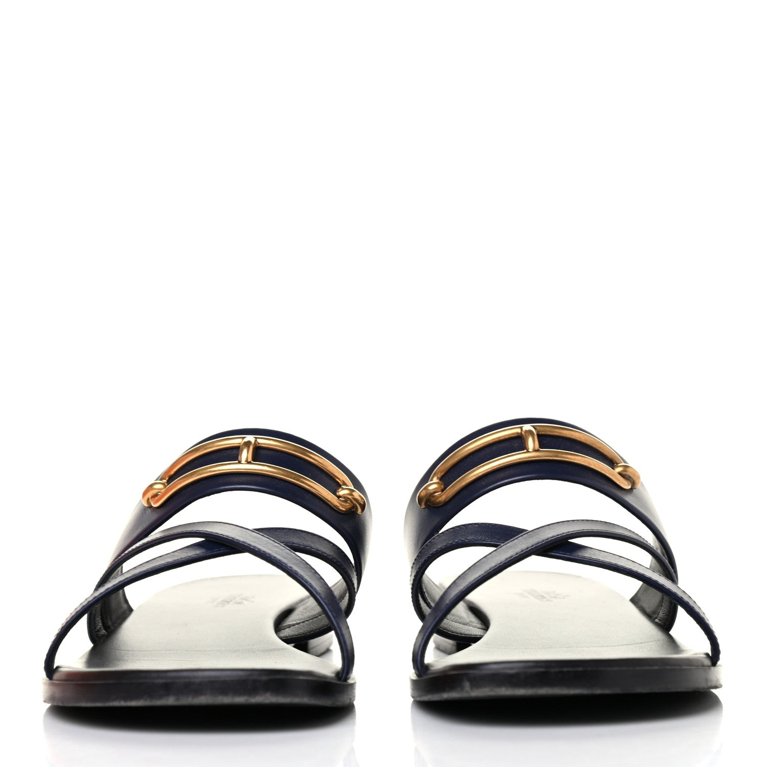 Hermes Calfskin Claire Sandals 39 Bleu Indigo 2 of 4