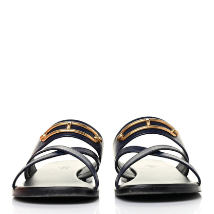 Hermes Calfskin Claire Sandals 39 Bleu Indigo 2 of 4