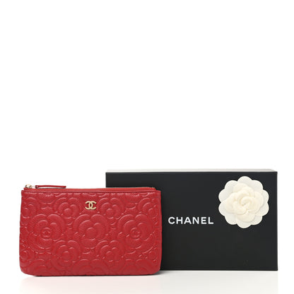 Chanel Caviar Camellia Embossed Cosmetic Pouch Red 8 of 8