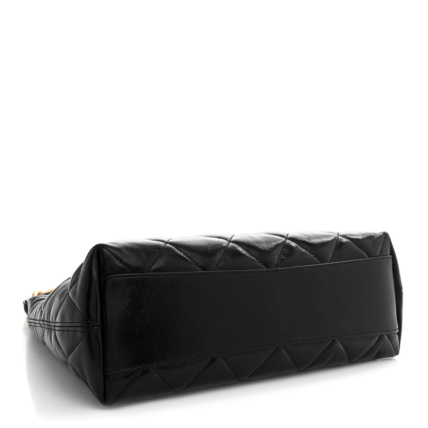 Shiny Crumpled Lambskin Quilted CC Funky Town Hobo Black
