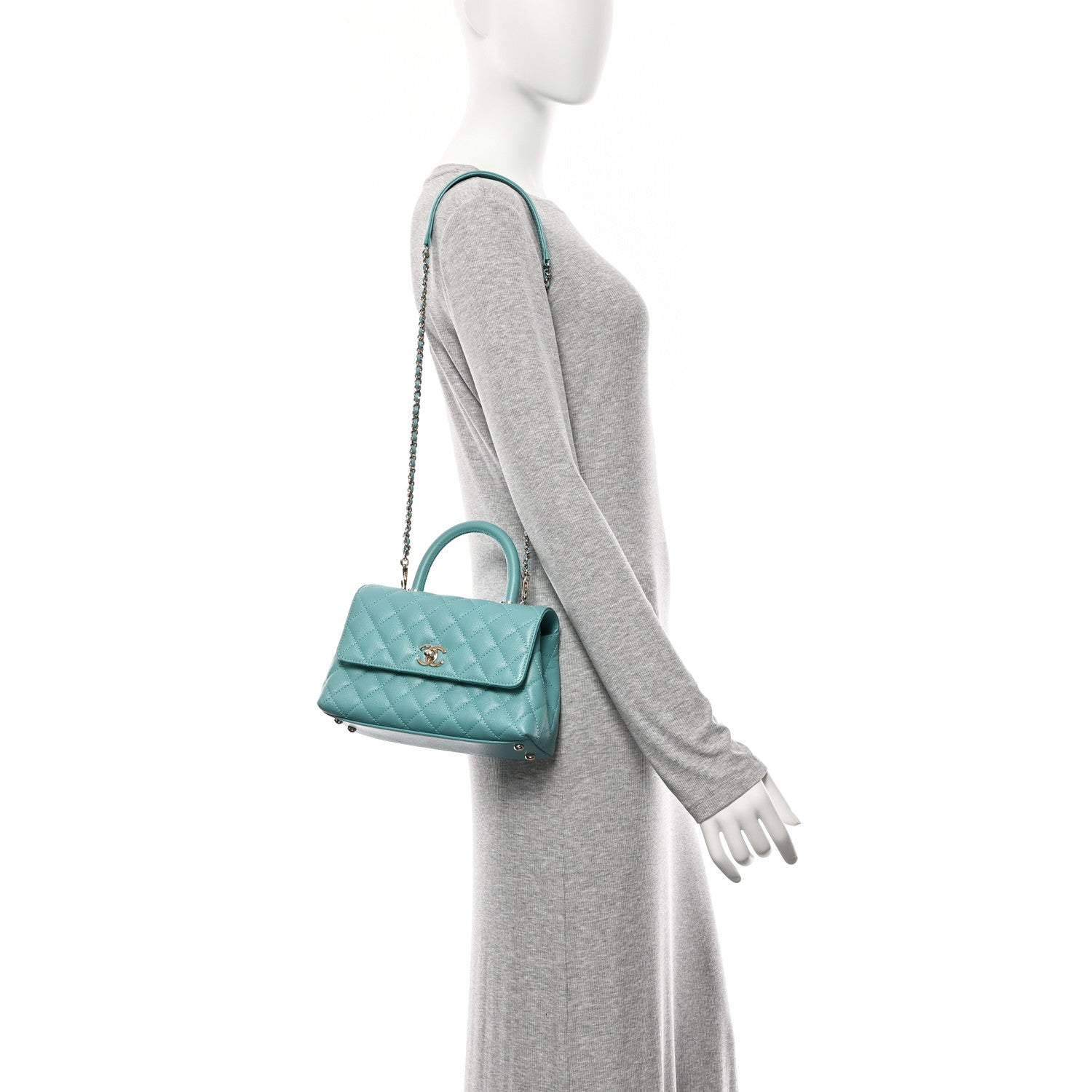 Chanel Caviar Quilted Mini Coco Handle Flap Turquoise 1771124