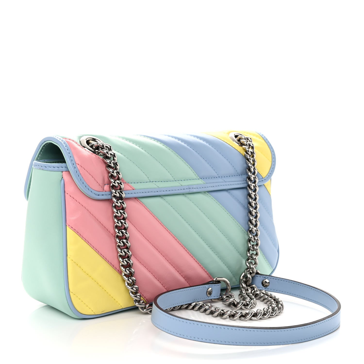Gucci Calfskin Matelasse Diagonal Small GG Marmont Shoulder Bag Multicolor Pastel 3 of 11