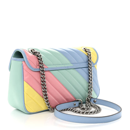 Gucci Calfskin Matelasse Diagonal Small GG Marmont Shoulder Bag Multicolor Pastel 3 of 11