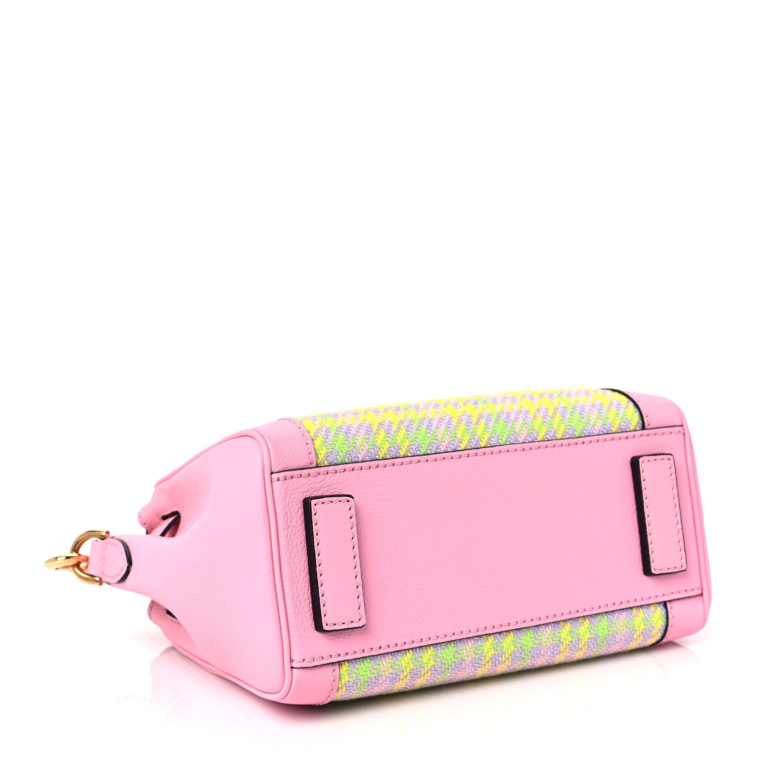 Versace Grained Calfskin Canvas Houndstooth Small La Medusa Top Handle Bag Pink Multicolor 3 of 7