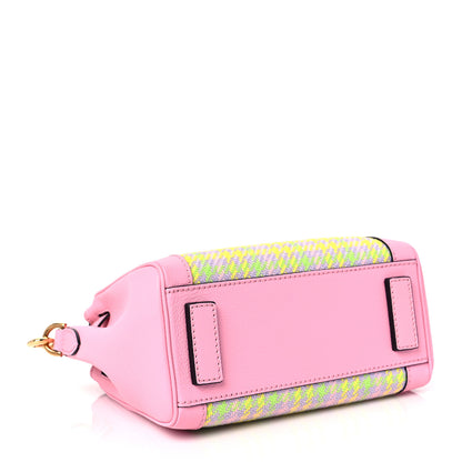 Versace Grained Calfskin Canvas Houndstooth Small La Medusa Top Handle Bag Pink Multicolor 3 of 7