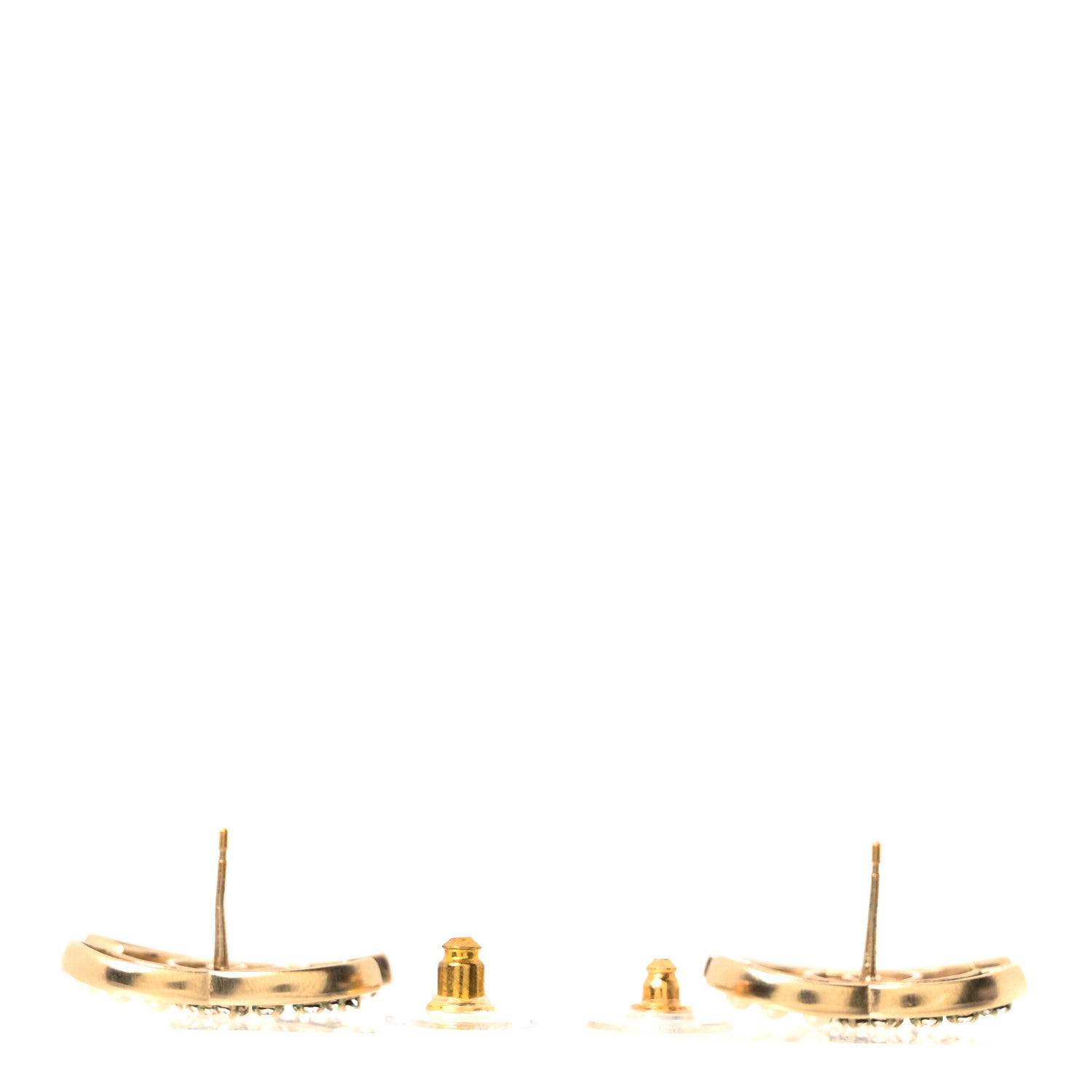 Chanel Pearl Crystal CC Earrings Gold 3 of 5