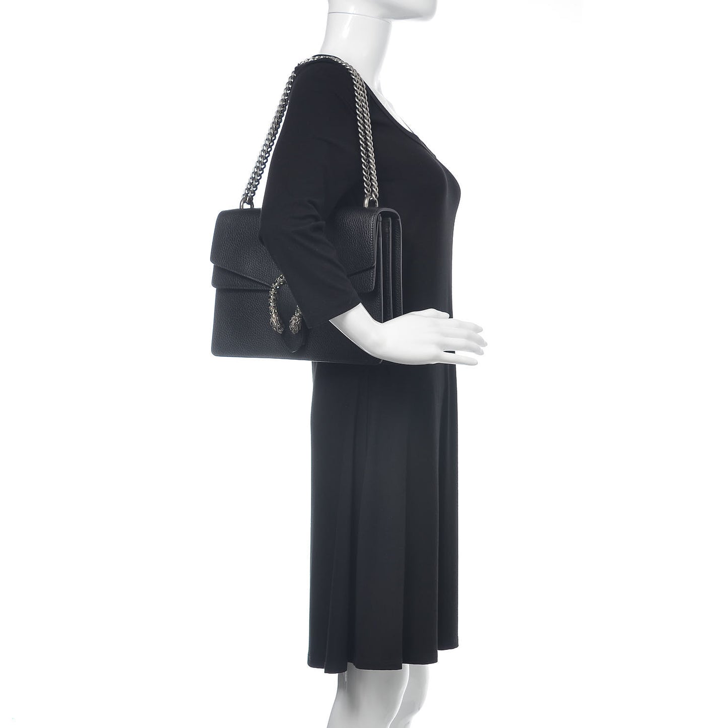 Dollar Calfskin Crystal Medium Dionysus Shoulder Bag Black Black Diamond