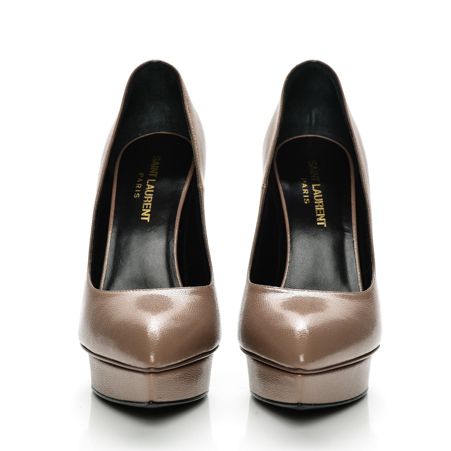 Saint Laurent Pebbled Patent Calfskin Janis 105 Platform Pumps 37 Fard 2 of 7