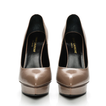 Saint Laurent Pebbled Patent Calfskin Janis 105 Platform Pumps 37 Fard 2 of 7