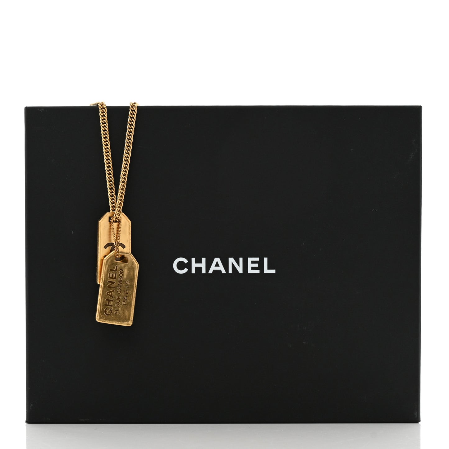 ID Dog Tag Charm Necklace Gold