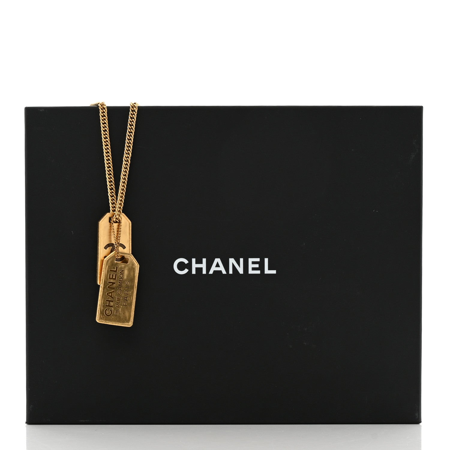 Chanel ID Dog Tag Charm Necklace Gold 6 of 6
