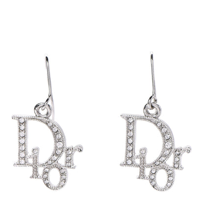 Christian Dior Crystal Logo Earrings Silver 1 of 4