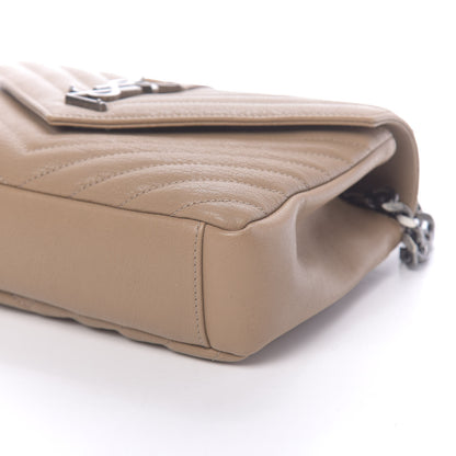 Saint Laurent Sheepskin Matelasse Chevron Monogram Medium College Bag Taupe 8 of 9
