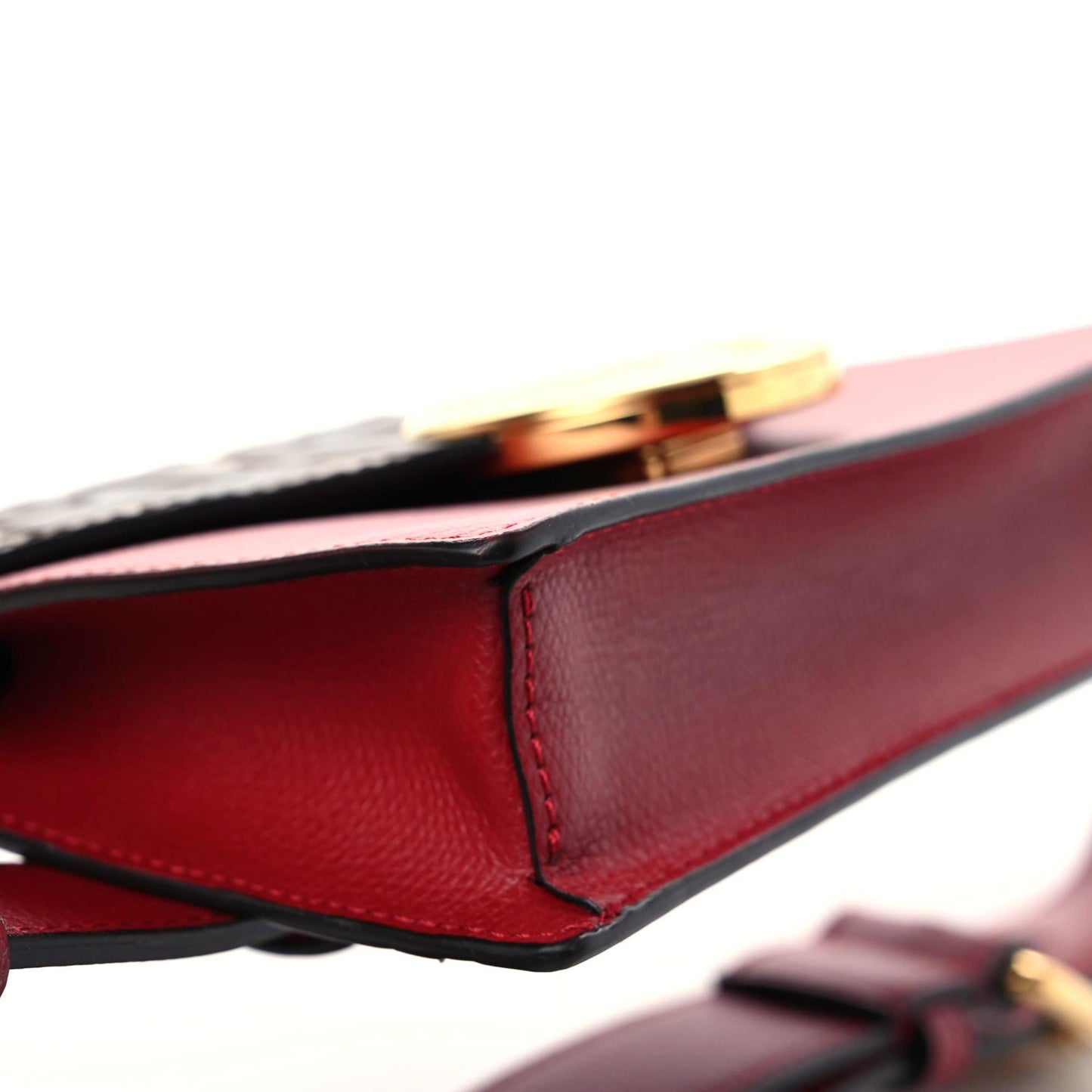 Vitello Cruise F is Fendi Bi-Color FF 1974 Embossed Envelope Belt Bag Maya Black Fragola