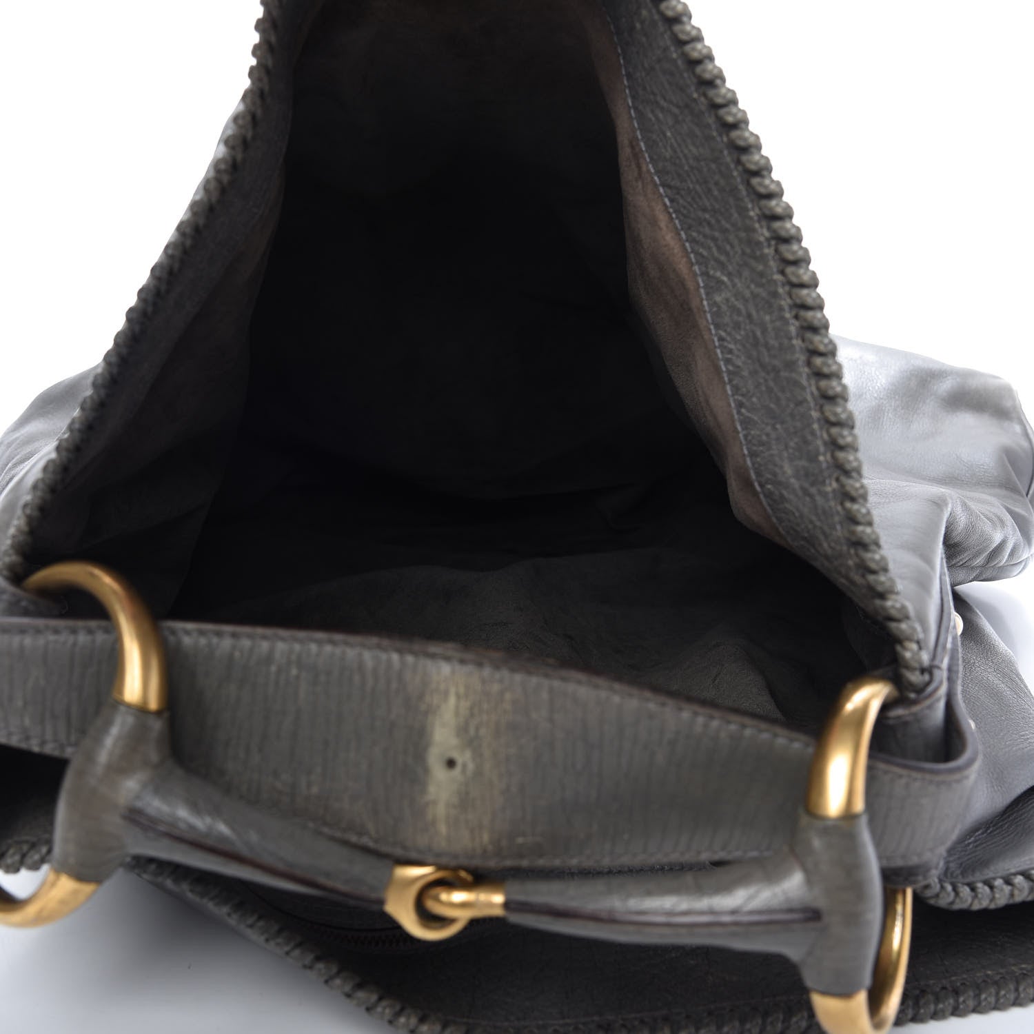 Gucci Calfskin Large Horsebit Chain Hobo Grey 5 of 9