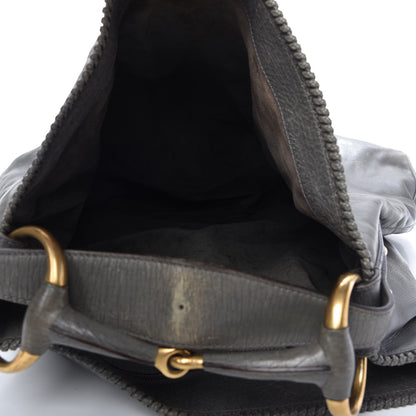 Gucci Calfskin Large Horsebit Chain Hobo Grey 5 of 9