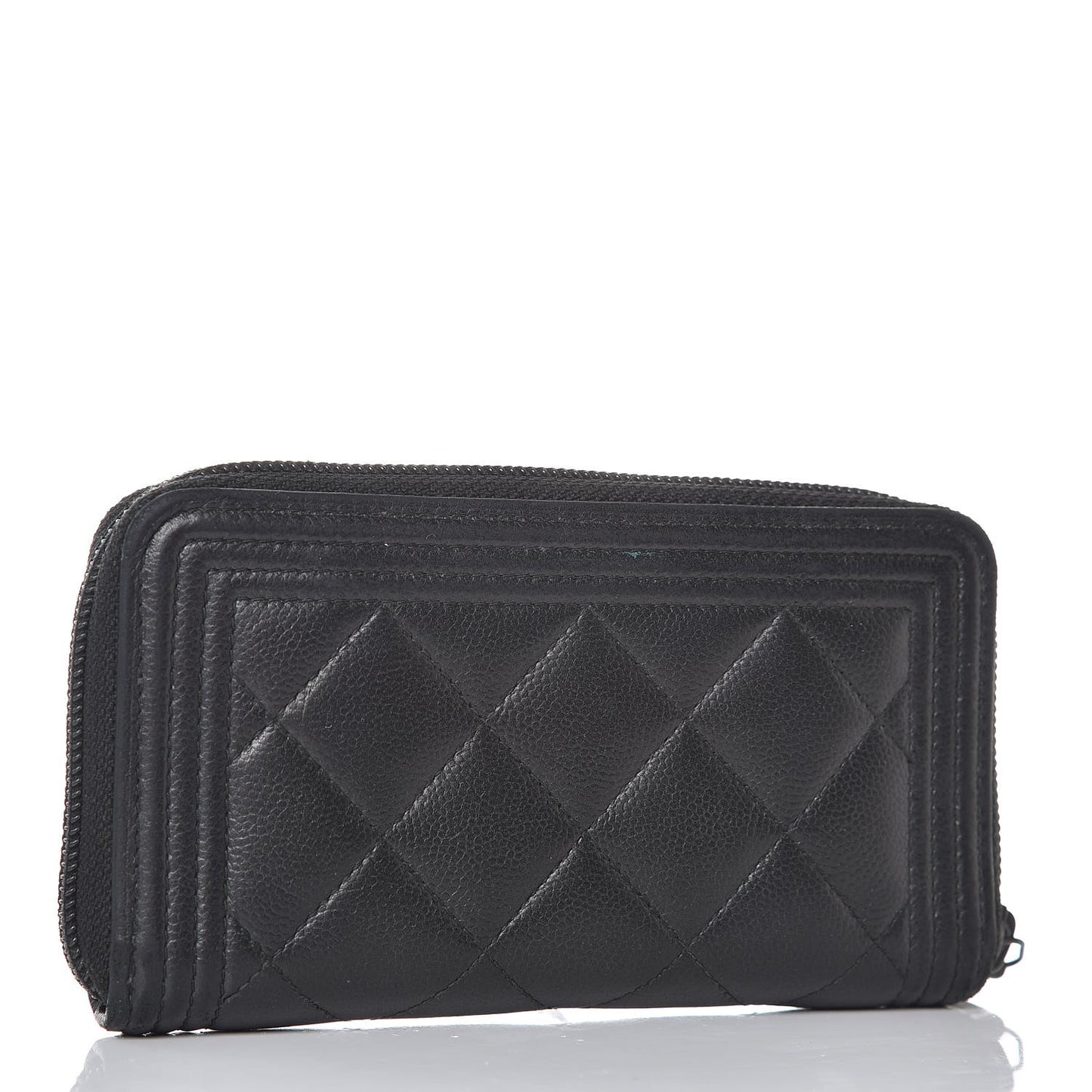 Caviar Quilted Boy Small Zip Around Wallet So Black