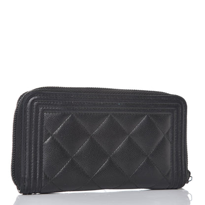 Chanel Caviar Quilted Boy Small Zip Around Wallet So Black 3 of 21