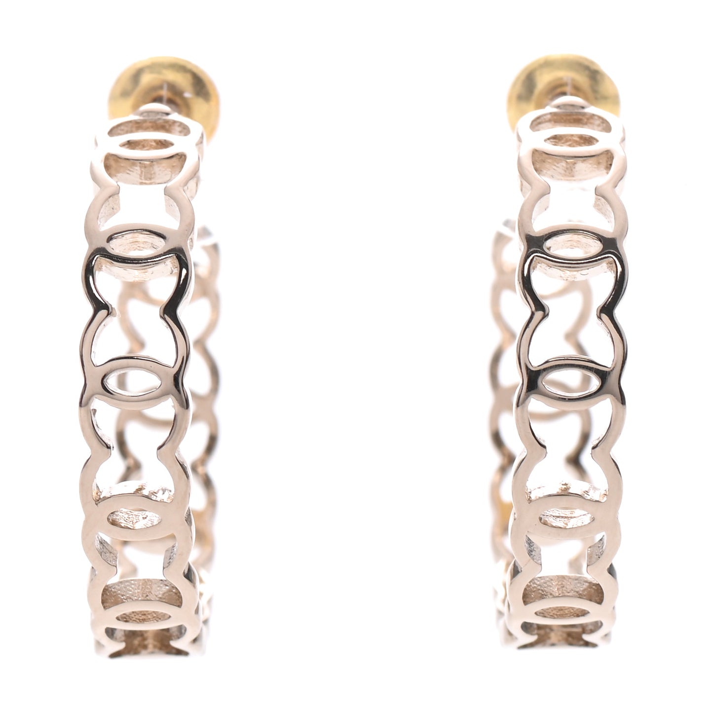 Metal CC Hoop Earrings Gold