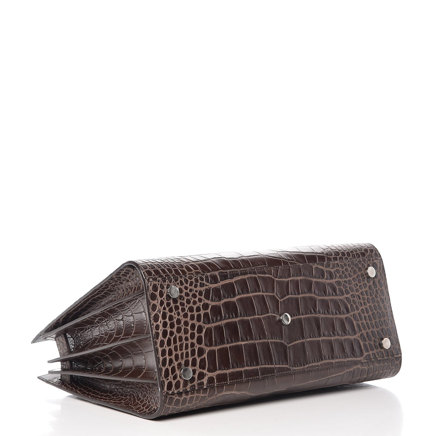 Calfskin Crocodile Embossed Small Sac de Jour Brown
