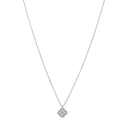Van Cleef & Arpels 18K White Gold Diamond Sweet Alhambra Pendant Necklace 1 of 4