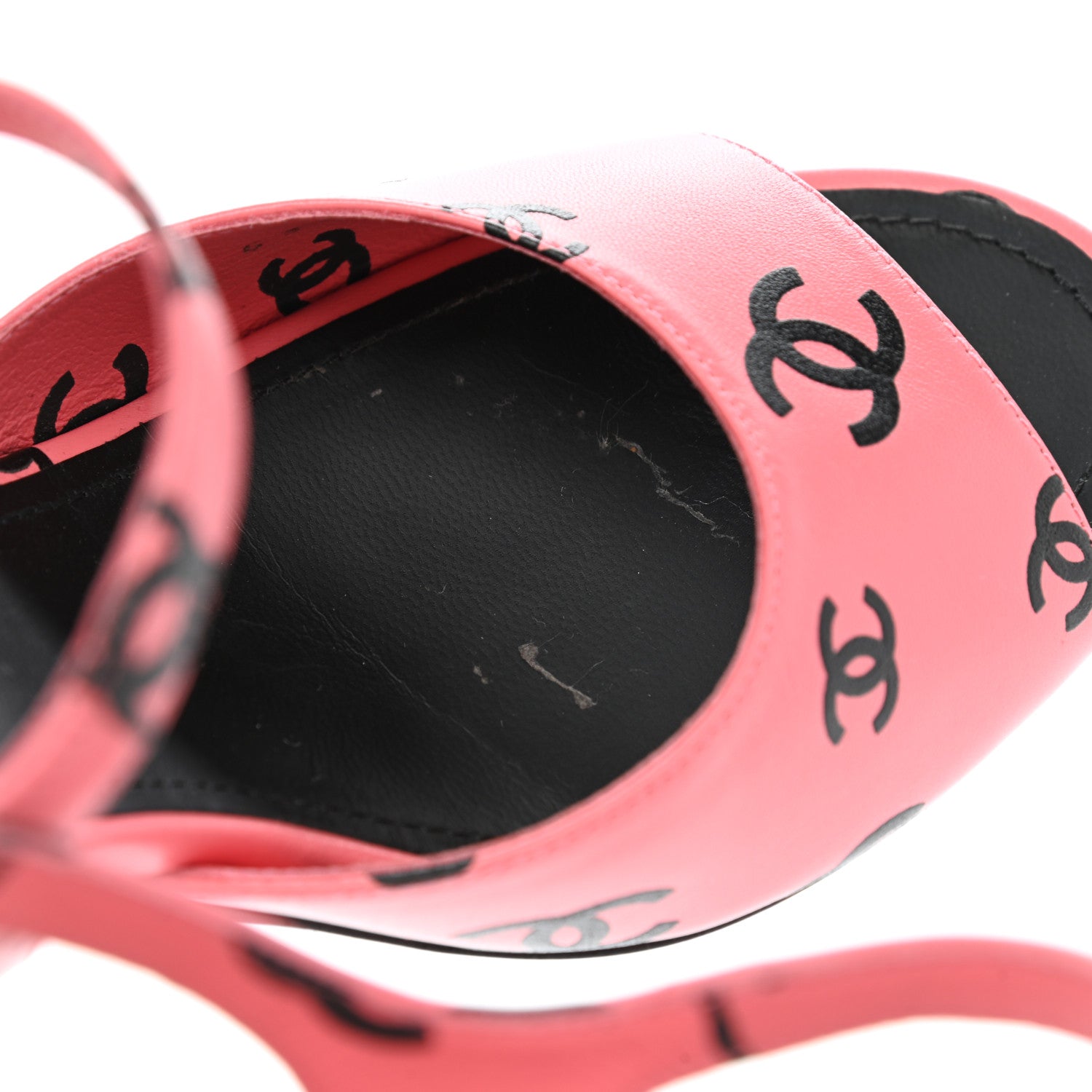 Chanel Lambskin Printed CC Sandals 39.5 Pink Black 9 of 10