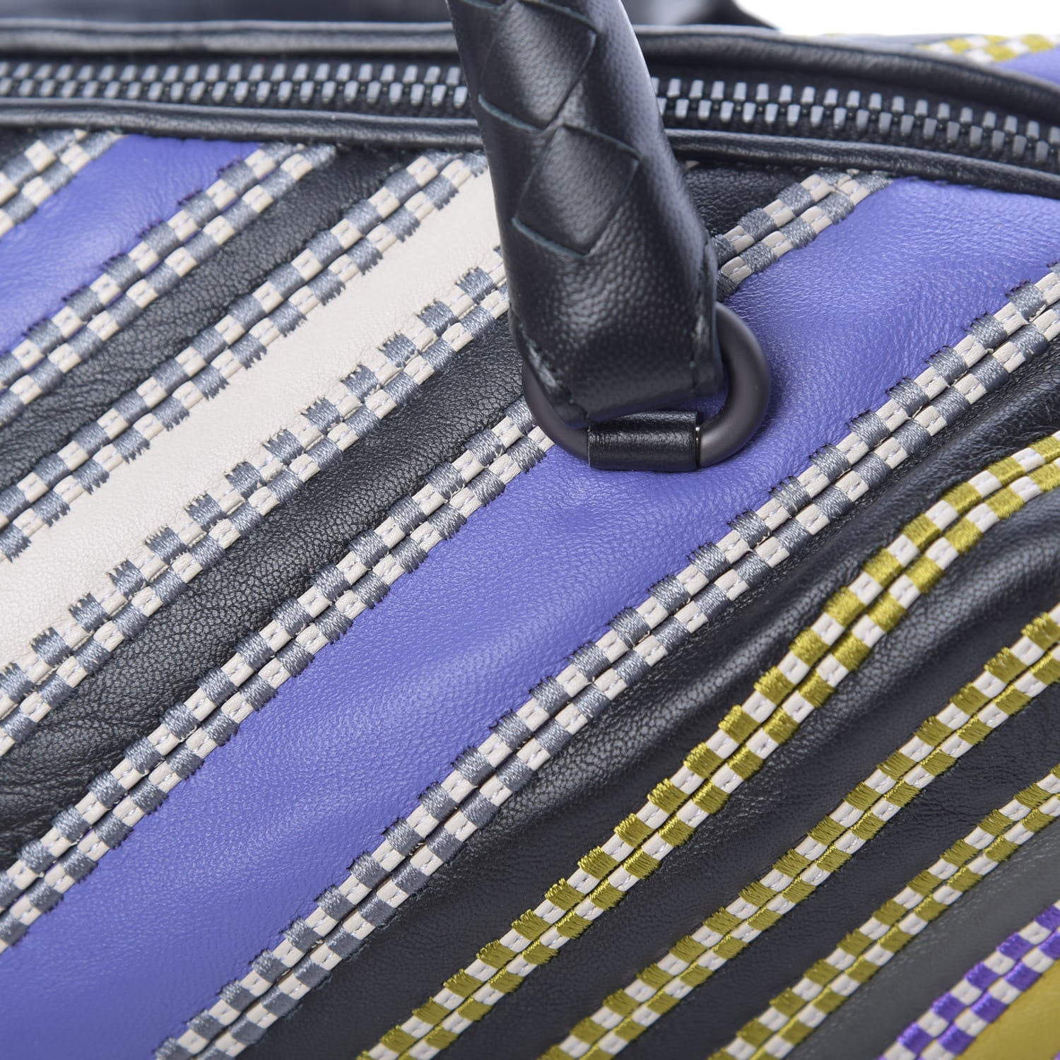 Bottega Veneta Nappa Diagonal Stripe Boston Lavender Black Multi 11 of 12